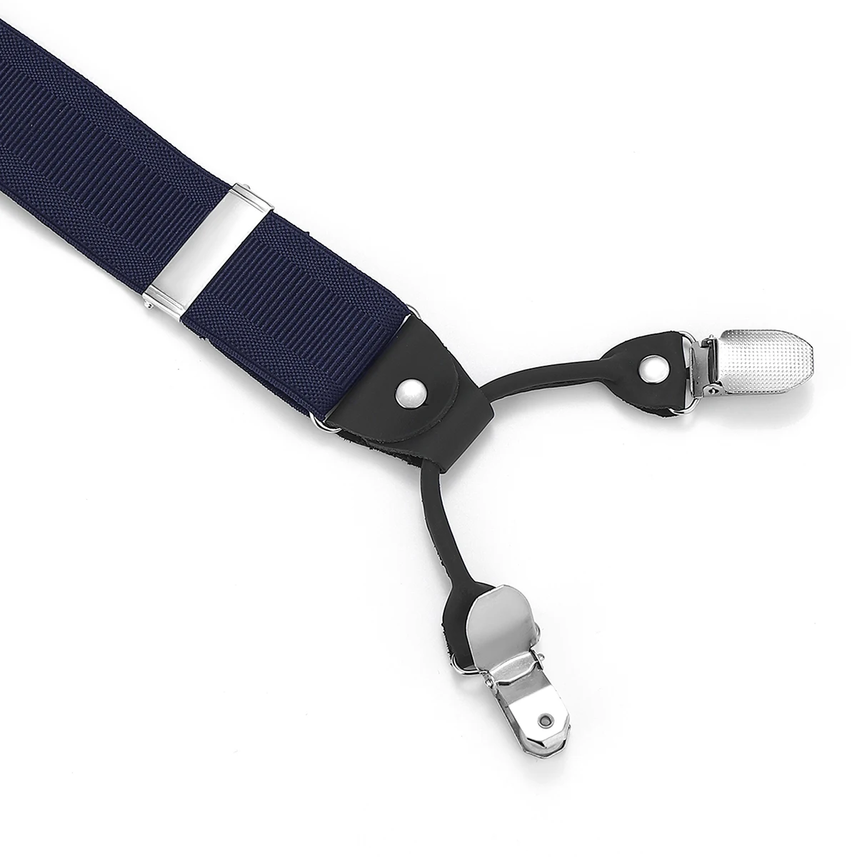 ชุดสูทสไตล์อังกฤษสำหรับผู้ชายแบบย้อนยุค กางเกงคุณภาพสูงกันหล่น สายเอี๊ยมหนังสีขาวบริสุทธิ์แบบหกคลิปกันลื่น