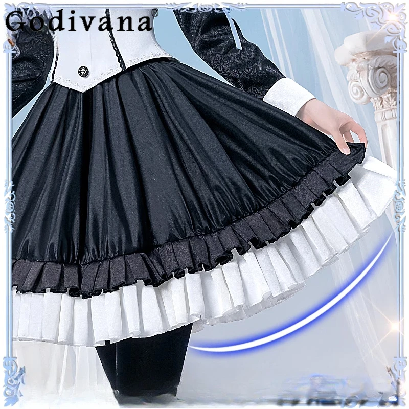 Disfraz de Halloween para mujer, conjunto de accesorios para collar y calcetines de Lolita dulce para fiesta, uniformes femeninos, trajes de falda de sirvienta