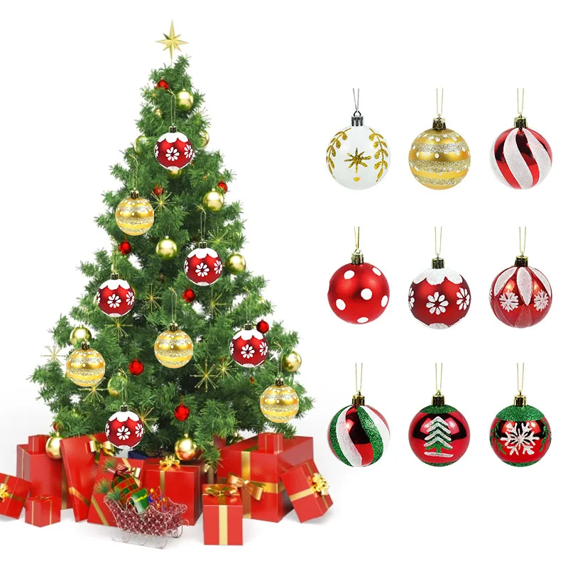 6cm 6Pc/Box Christmas Balls Set Holiday Christmas Tree Ornament Hanging Pendant Xmas Navidad Natal Noel 2023 Happy New Year Gift