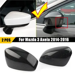 For Mazda 3 Axela 2014-2023 Car Rearview Side Mirror Cover Wing Cap Exterior Door Housing Shell Trim Sticker ABS Carbon Fiber