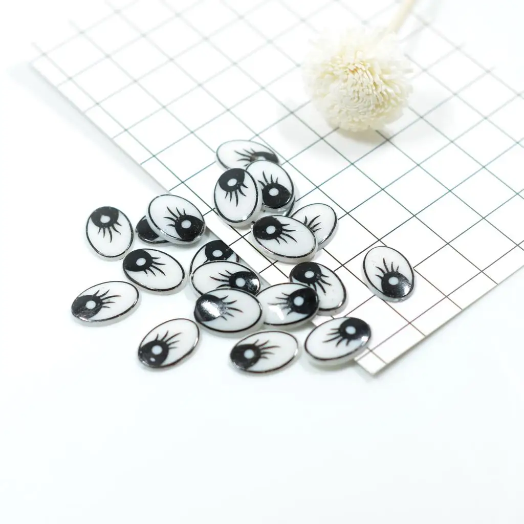 Flat Oval Cartoon Eyes Plastic Flatback DIY Doll Eyes for Crafting Miniatures Objects Decorative Dolls Use