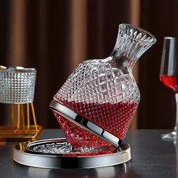 Décanteur rotatif à 360 ° en verre cristal de haute qualité, gobelet de 1500ml, distributeur de vin, aérateur, carafe à miroir, cadeau, décoration de bar