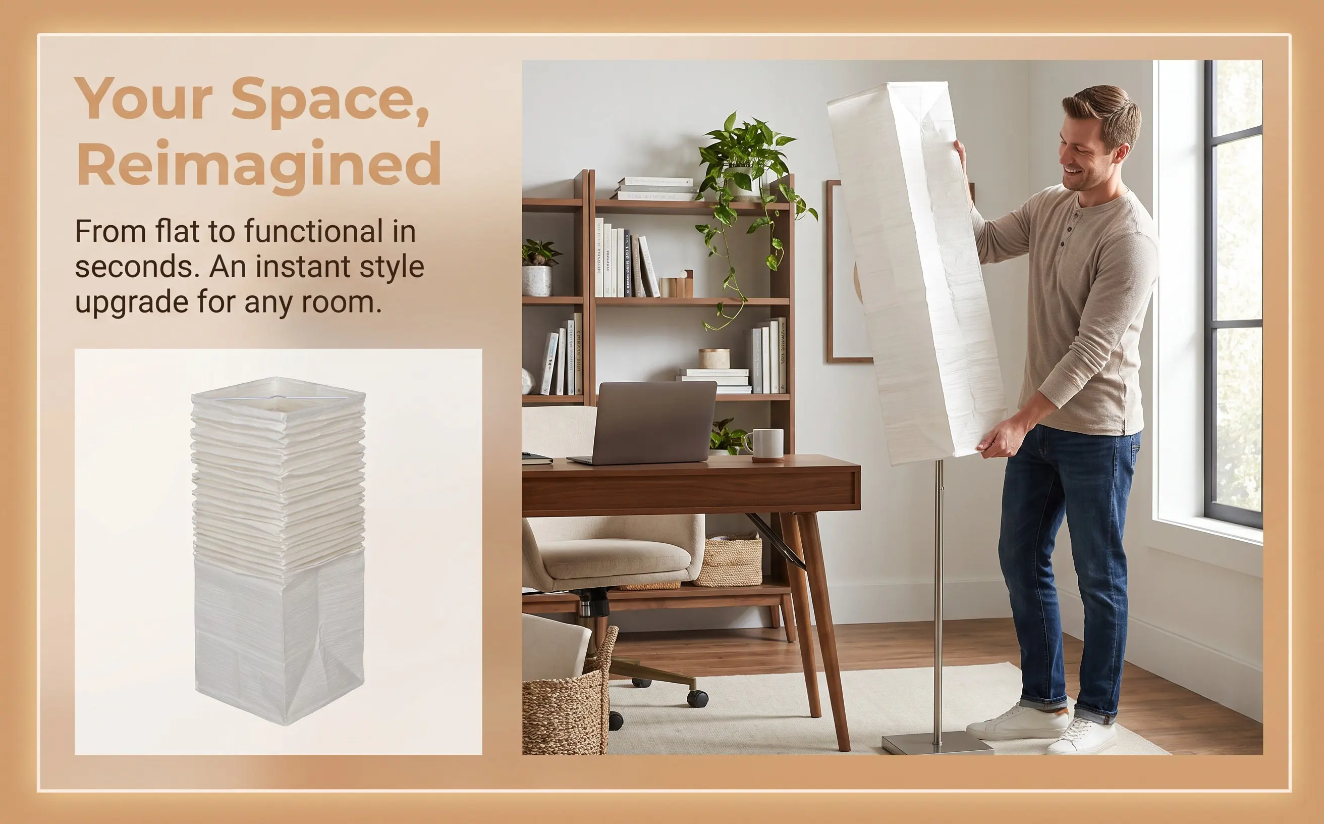 Replacement Paper Floor Lamp Shade Foldable Lightweight Design for Standing Lamp Soft Light Warm Ambiance Modern Lampshade