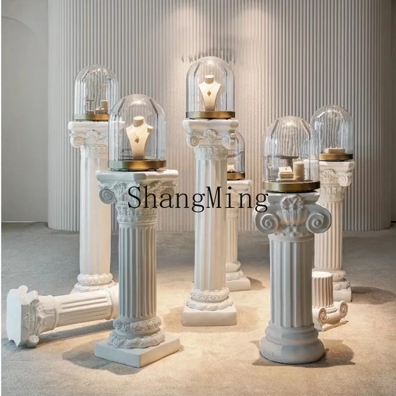 

ZYY white Roman column ornament base plaster large flower pot courtyard garden decorative flower stand
