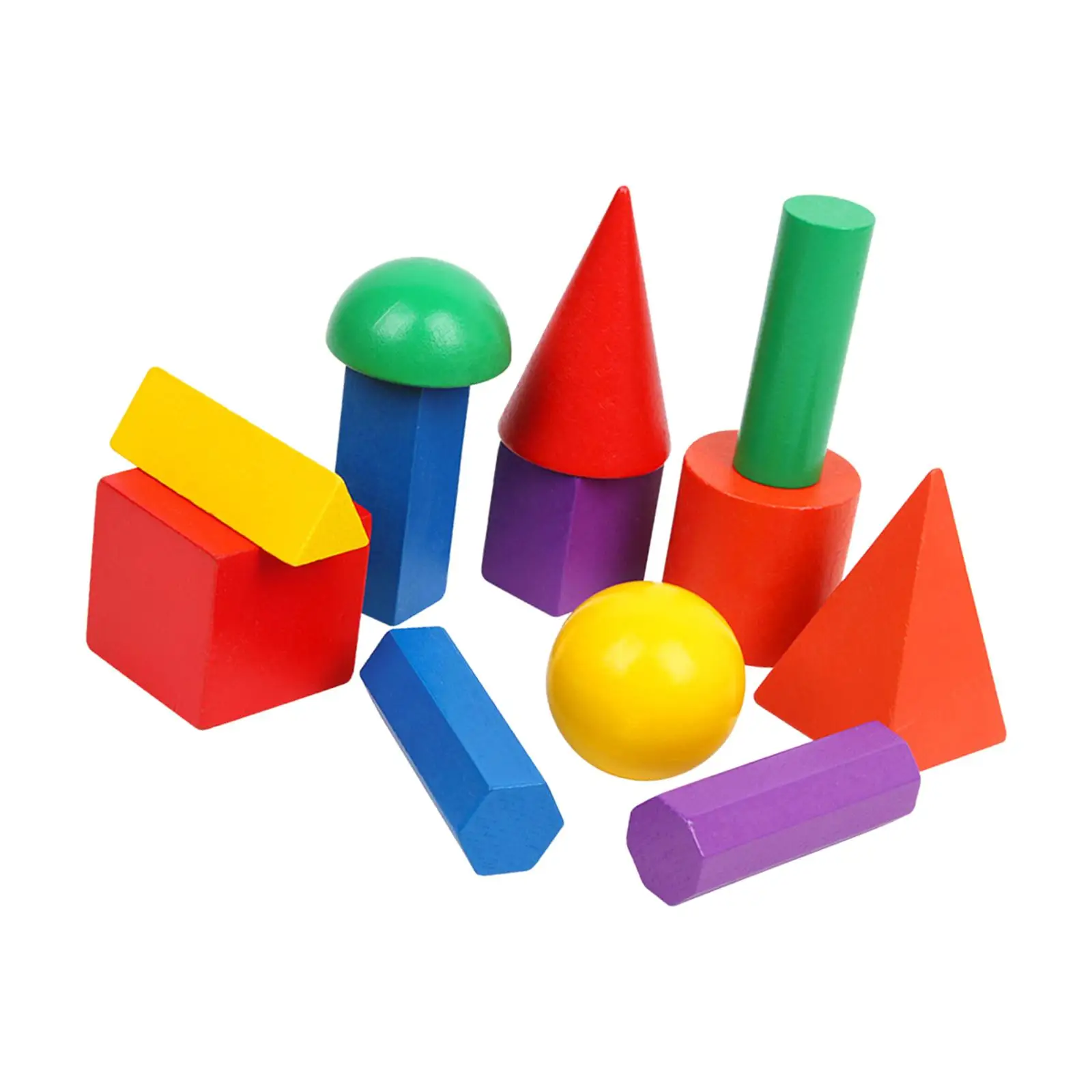 12Pcs 3D Shapes Geometric Solids Montessori Educational for Game Teaching