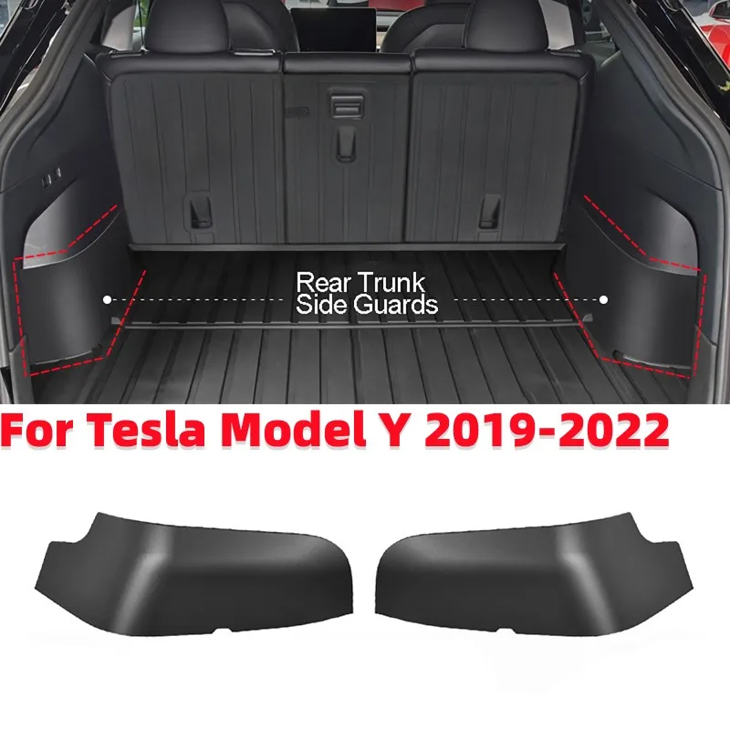 

2Pcs/set Car Rear Trunk Side Guards Inner Protector TPE Plate Cover Corner Baffles Protection Shell For Tesla Model Y 2019-2022