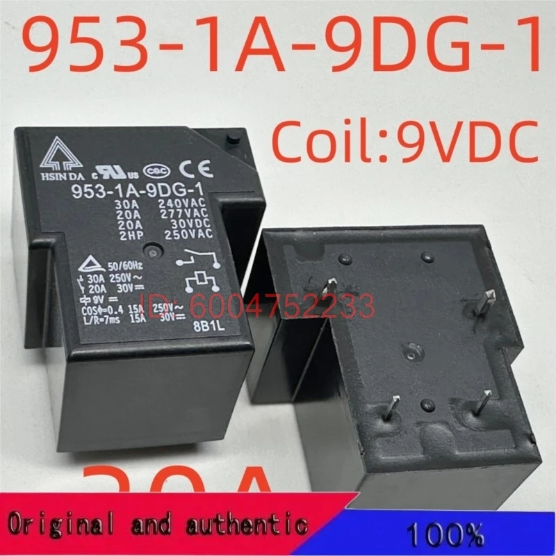 5PCS New 953-1A-9DG-1 953-1A-12DG-1 953-1A-24DG-1 (T90A4-9V/12V/24V-30A) Relay 4pins