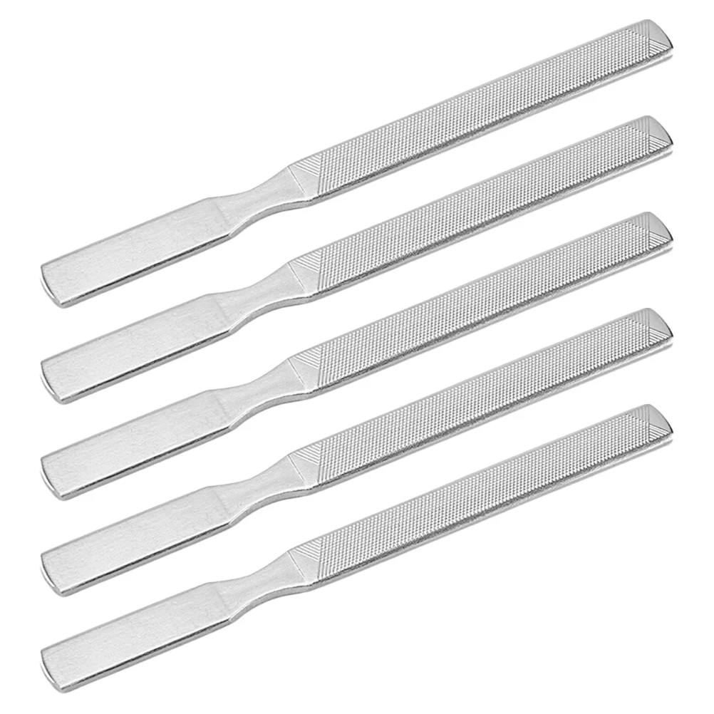 

5pcs Stainless Steel Files Four Sided Metal Buffer Fingernail Toenail Manicure Pedicure Tool Home Salon Travel Nail Shaper