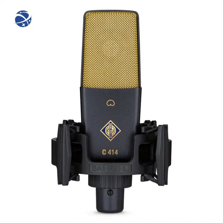 BAIFEILI Professional Studio Microphone C-414 34mm Large Diaphragm Portable Smart Mic Kids Church Performance Sound Card