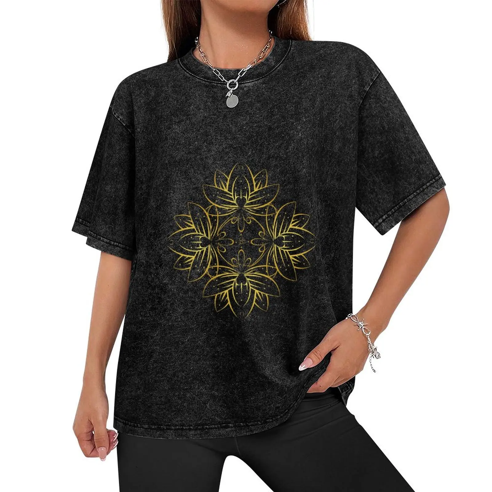 Flower of Life in Lotus - golden lotus T-Shirt vintage clothes summer shirt tshirts personalised luxury clothes men