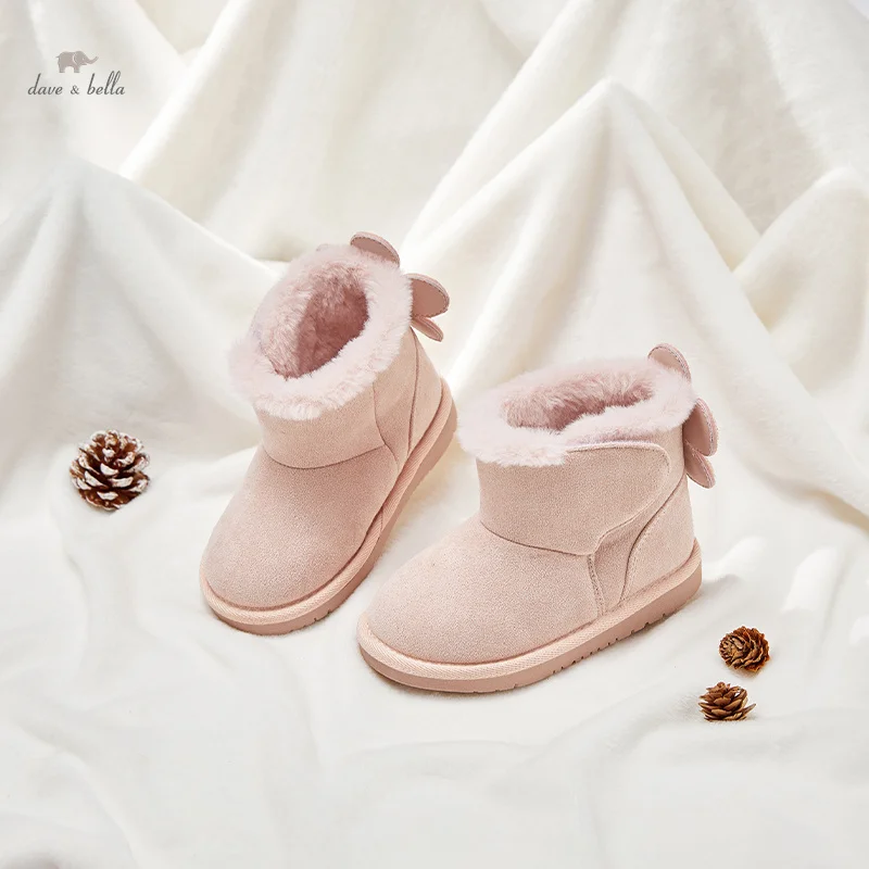 Dave Bella Winter Pink Children Snow Boots Casual Short Plush Thick Boys Girls Shoes Warm Soft Kids Short Boots DB4238407