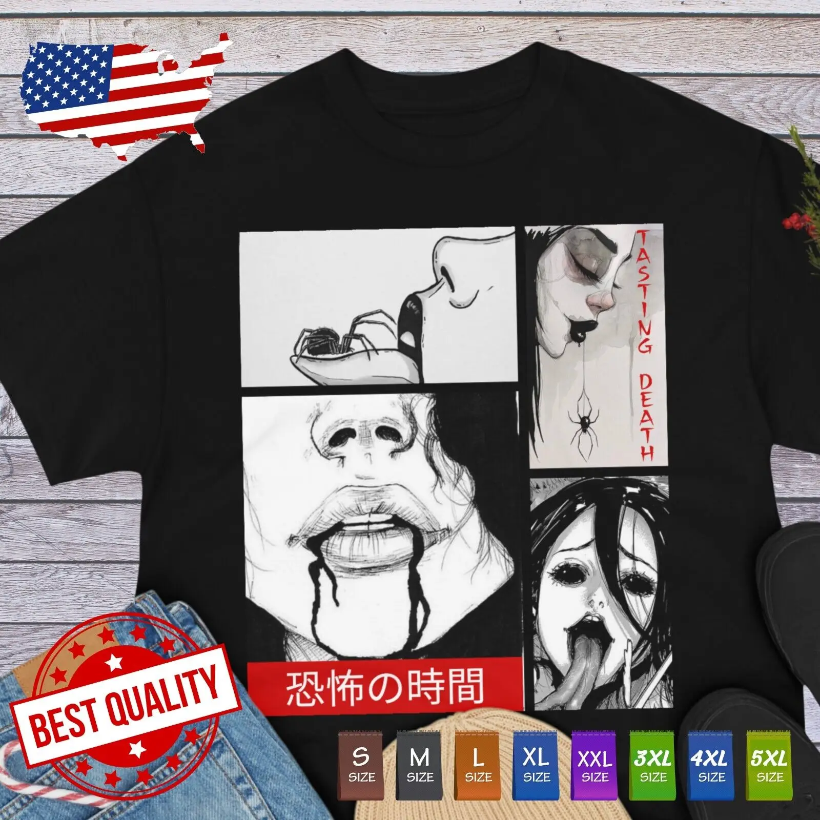 Time of fear, Tasting Death Japanese Shirt Anime Clothing Horror Manga Junji Ito