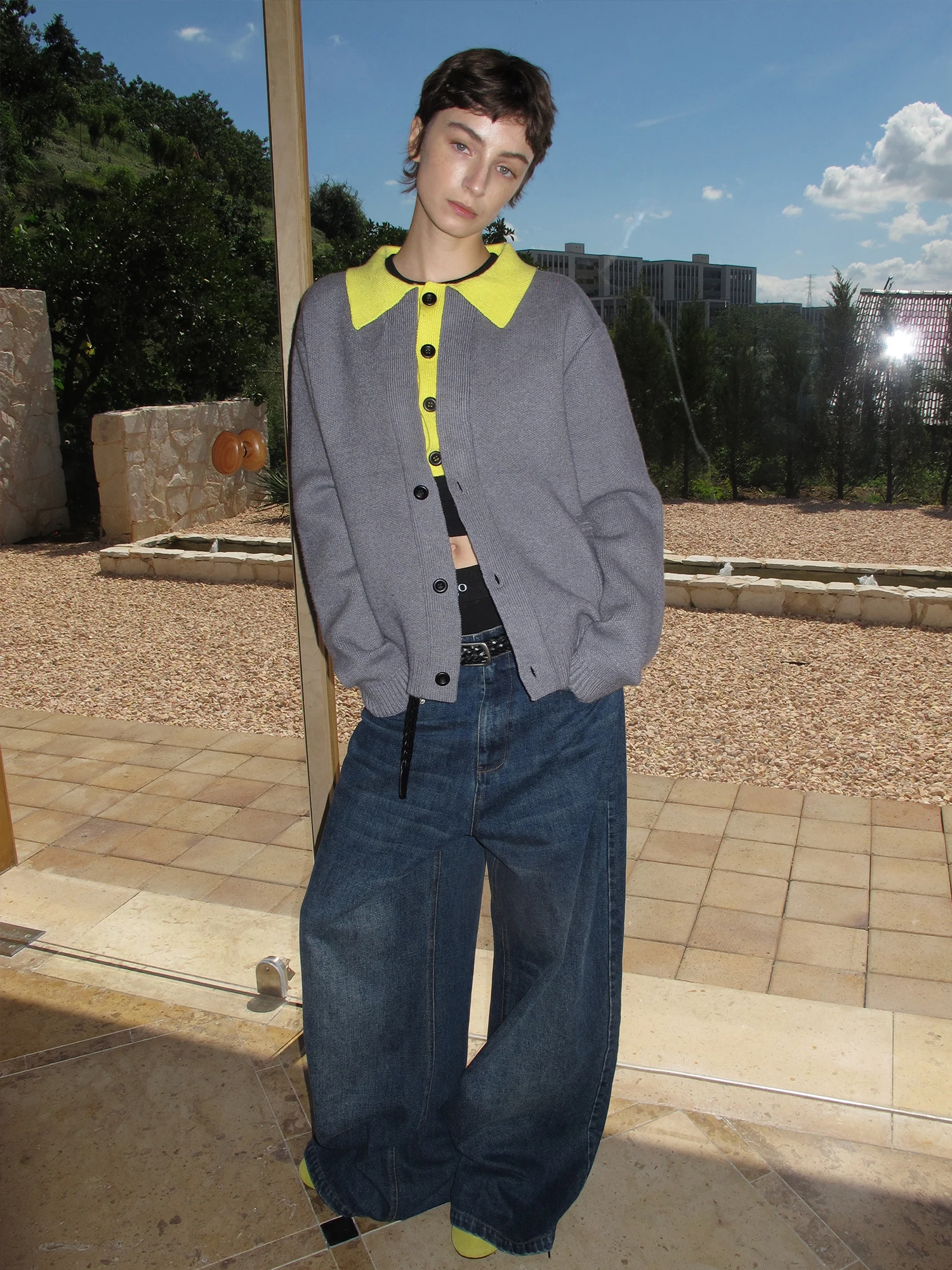 CasseSango High Waist Loose Fit Casual Blue Denim Wide Leg Pants Vintage Washed Basic Versatile Bamboo Jeans for Young Men