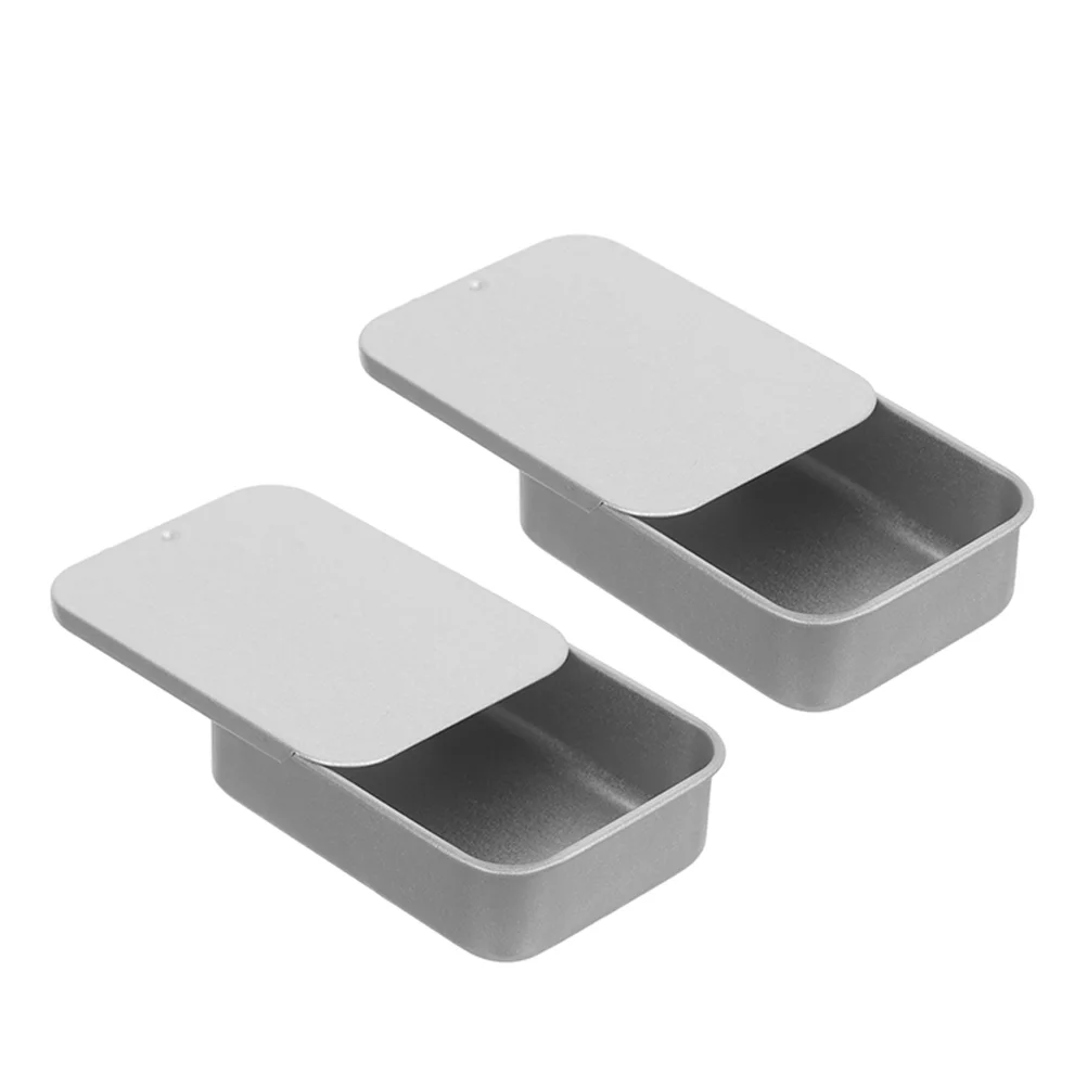 

2 Pcs Tinplate Box Portable Toothpick Holder Candy Boxes Bracket Metal Rectangular Organizer