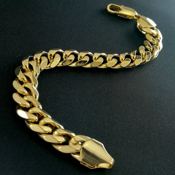 Hip-hop Punk Party Jewelry Mens Jewellery Domineering 8 Inches Stainless Steel Curb Cuban Link Chain Bracelets for Men Women