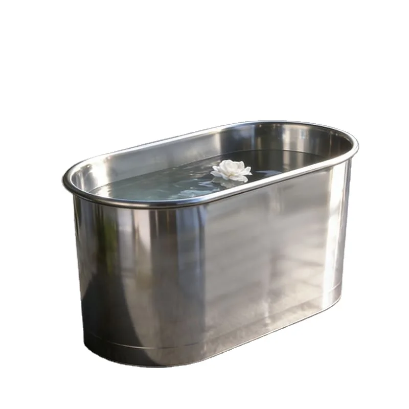 Customized Oval 304 Stainless Steel Cold Water Bathtub For Outdoor & Bathroom Use Large Size Adult Spa Cold Therapy Soaking Pool