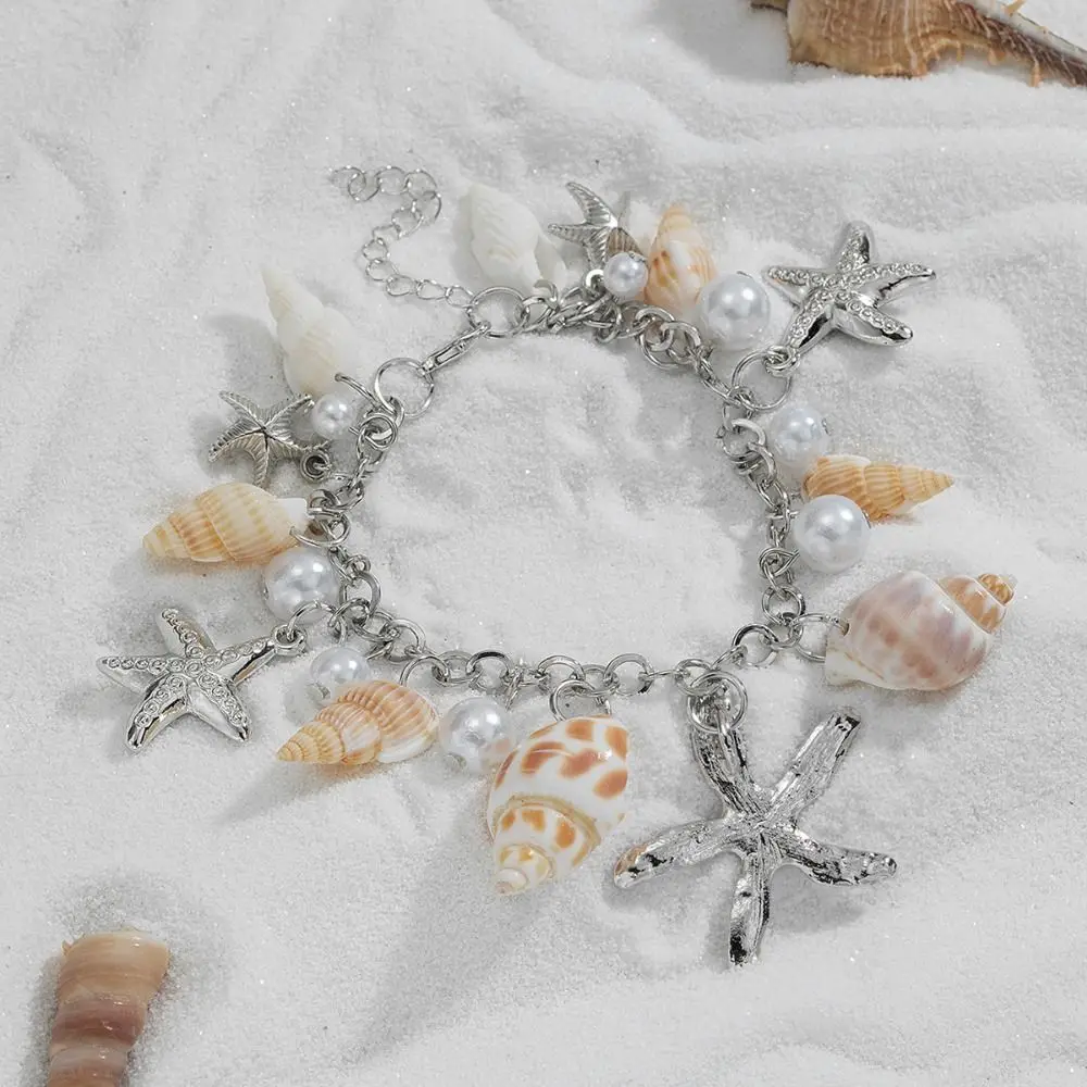Sea Series Shell Starfish Bracelet Imitation Pearl Adjustable Bohemian Shell Beads Bracelets Pentagram High-end