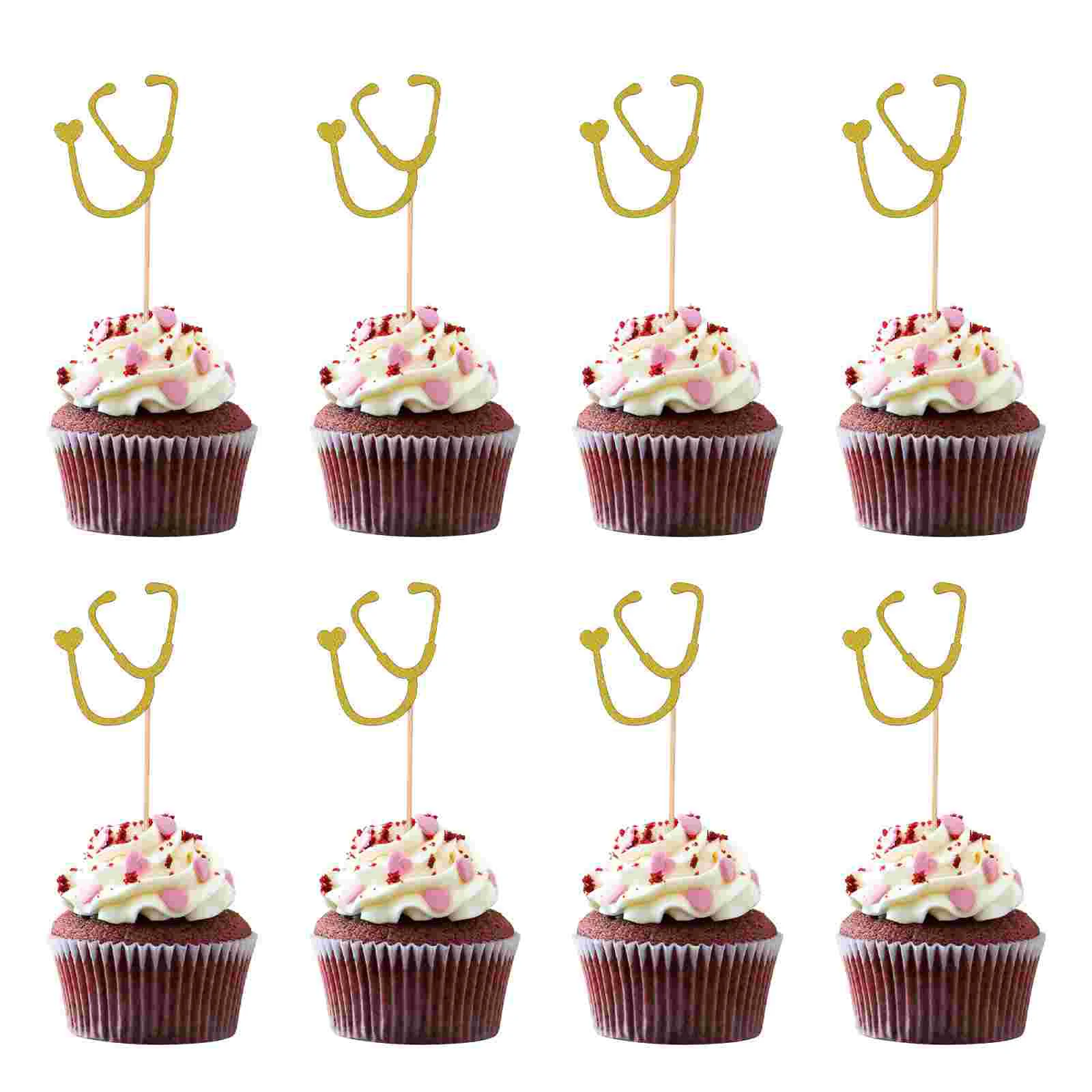 24 Pcs Stethoscope Topper Cake Decorations Picks Animal Hospital Party Supplies Cupcake