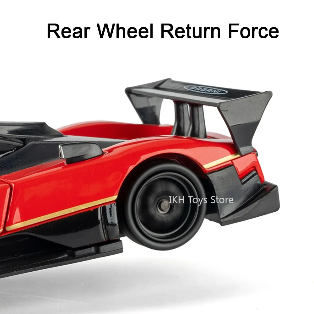 Mini modelo de juguete Pagani Zonda Huayra, escala 1:32, coches deportivos de aleación, sonido fundido a presión, luz, puertas traseras abiertas, regalos de Festival para niños