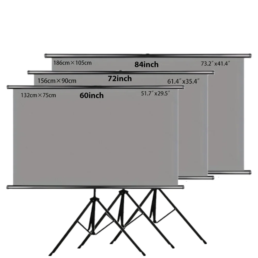 Projection Screen with Stand, 60 Inches, 16:9 Aspect Ratio, Foldable and Wrinkle-Resistant, Washable, Portable for Indoor