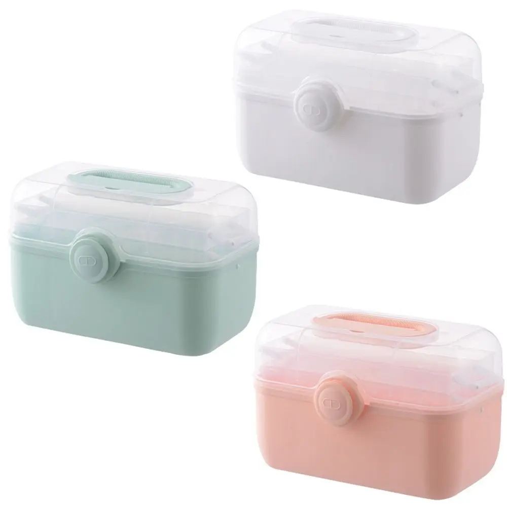 

Large Capacity First Aid Box Durable 3-Tier Fold Tray Medicine Storage Box Removable Pill Case Medicine Organizer Box Home Use