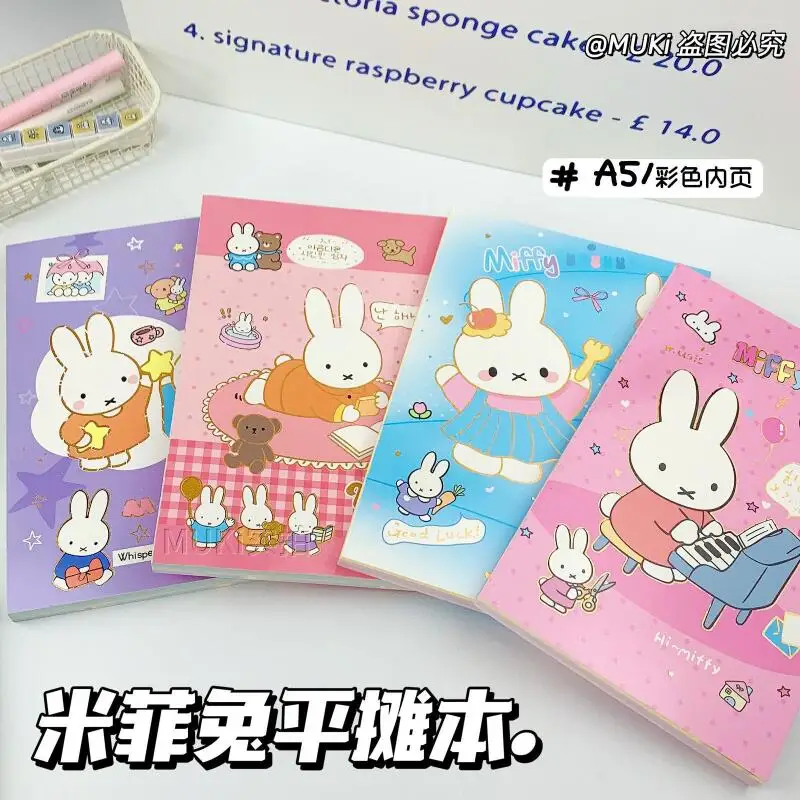Miffy A5 Lay Flat Notebook Cartoon Color Inner Page Lined Notebook Student Handwriting Cute Diary School Office Stationery Gift