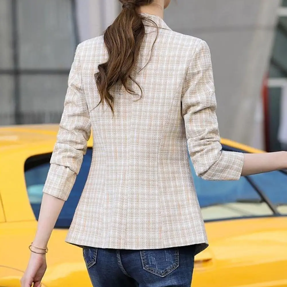 Slim Fit Suit Coat Lapel Collar Suit Coat Elegant Lapel Suit Coat for Women with Slim Fit Design Long Sleeve Office Lady Outwear