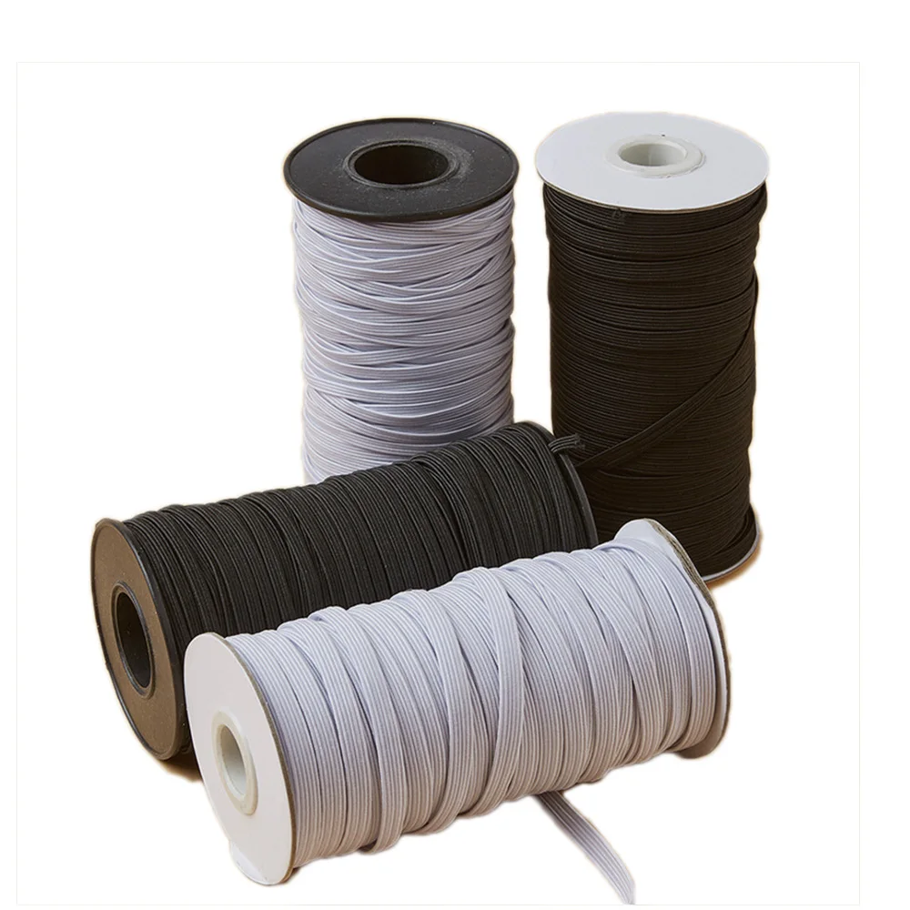 

100 Yards 6mm Flat Elastic Band Black White Elastic Cord for Sewing Porch Goose Clothes,Clothing,DIY Hair Accessory Materials
