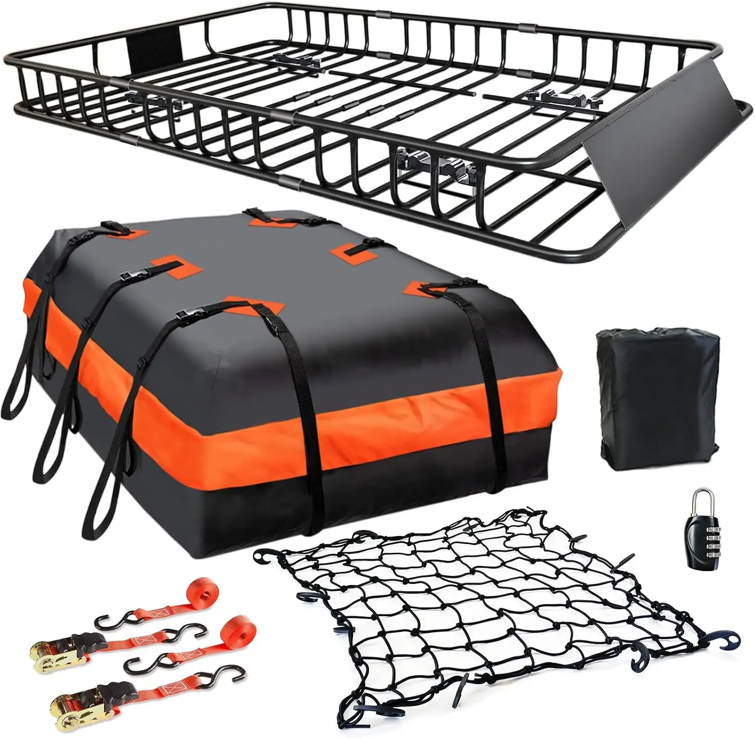 

64 X 39 X 6 Inch Universal Roof Rack Cargo with Waterproof Cargo Bag Car Top Luggage Holder Carrier Basket Camping Storage