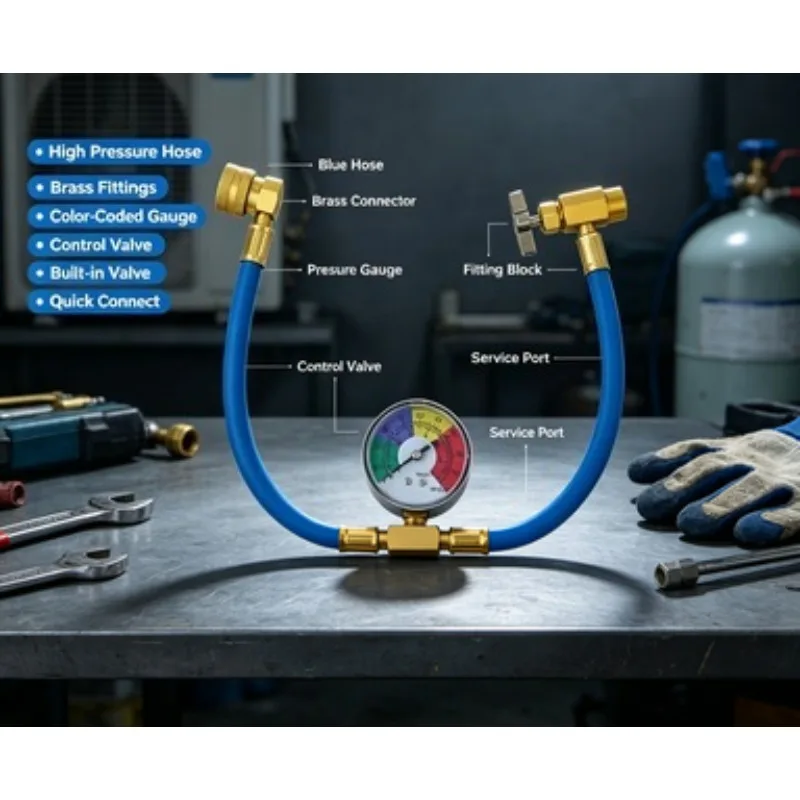 Car Air Conditioning Refrigerant Charging Hose Fluorine Filling Pipe Pressure Test Supplement Tool For Vehicle AC Coolant Refill