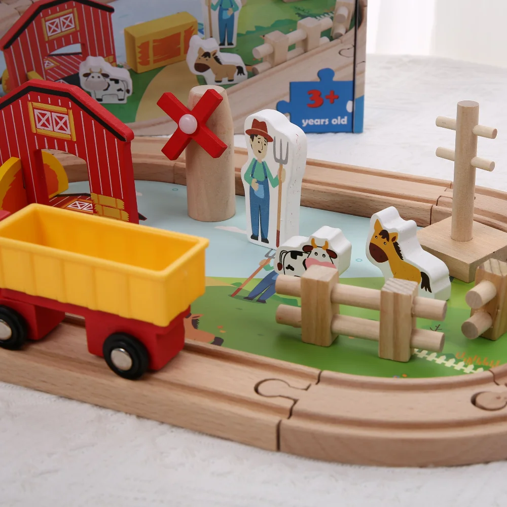 Drewniany pociąg na kółkach, zabawka edukacyjna dla dzieci, układanka, zestaw do składania, prezent urodzinowy dla chłopca i dziewczynki.