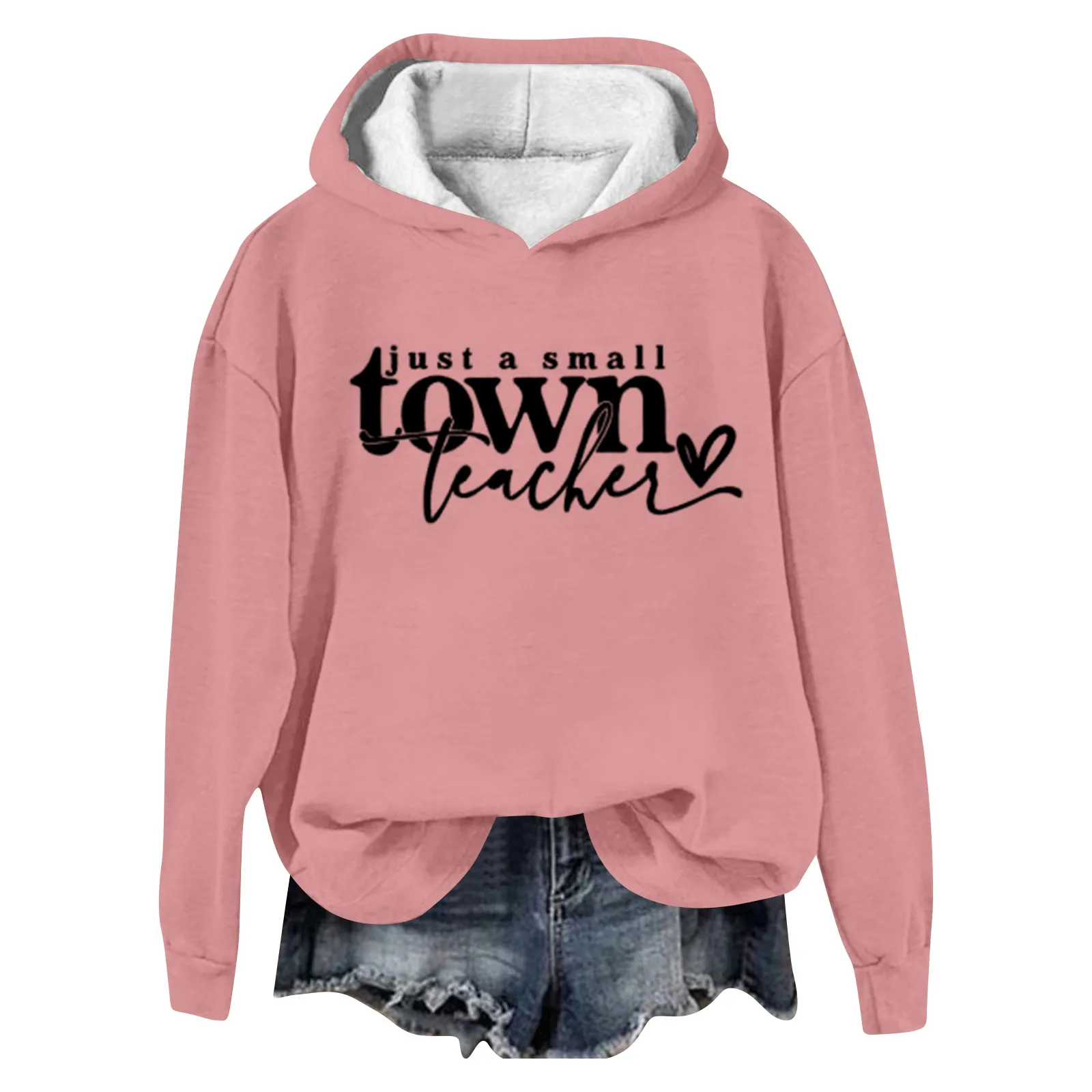 Just A Small Town Teacher Women Harajuku Funny Sweatshirts Pullover Y2K Streetwear Unisex Long Sleeve Top Pullover Sweater