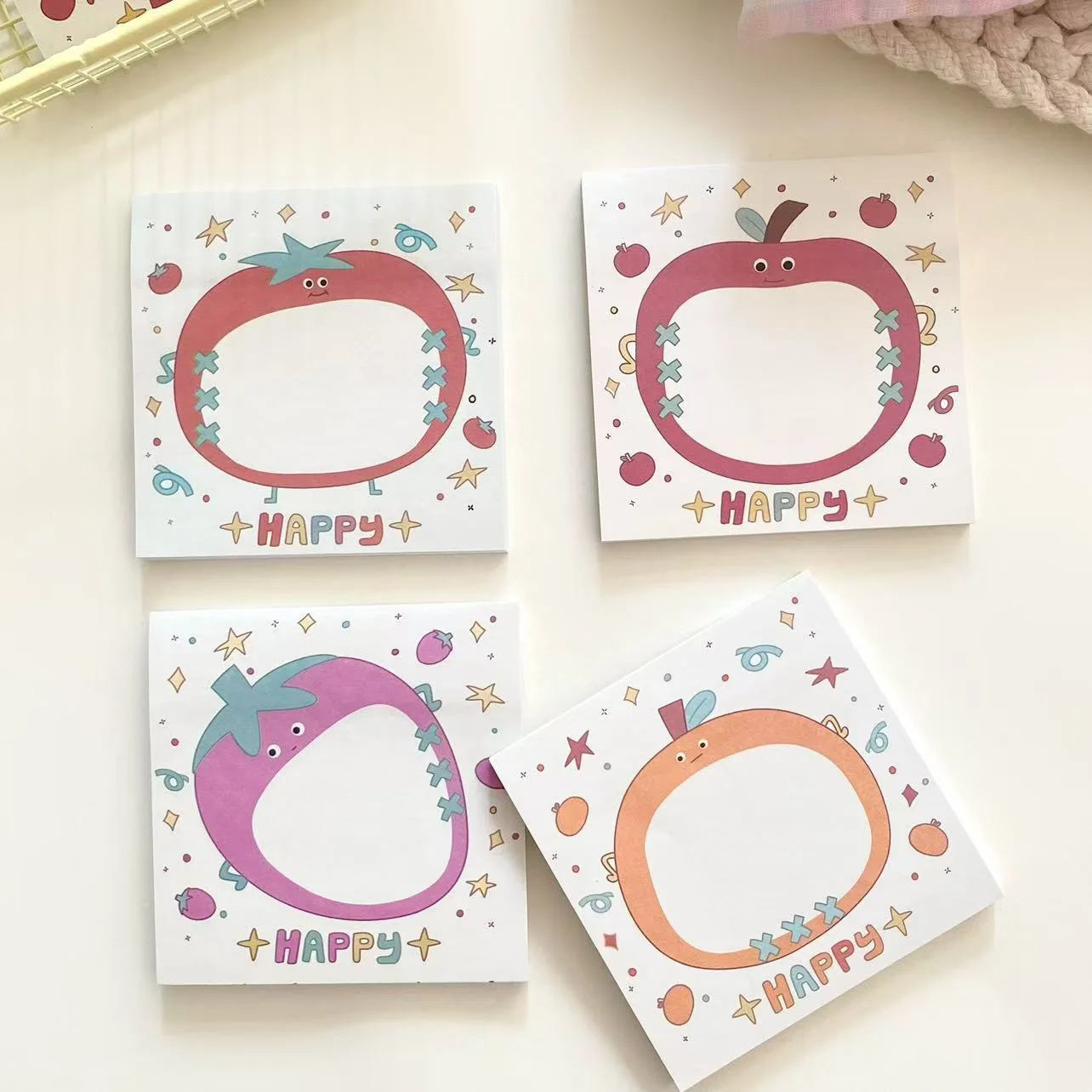 High-looking Simple Memo Notes Ins Style Girl Students N Times of Sticky Fruit Can Tear Sticky Notes Memo Pad  Message Post