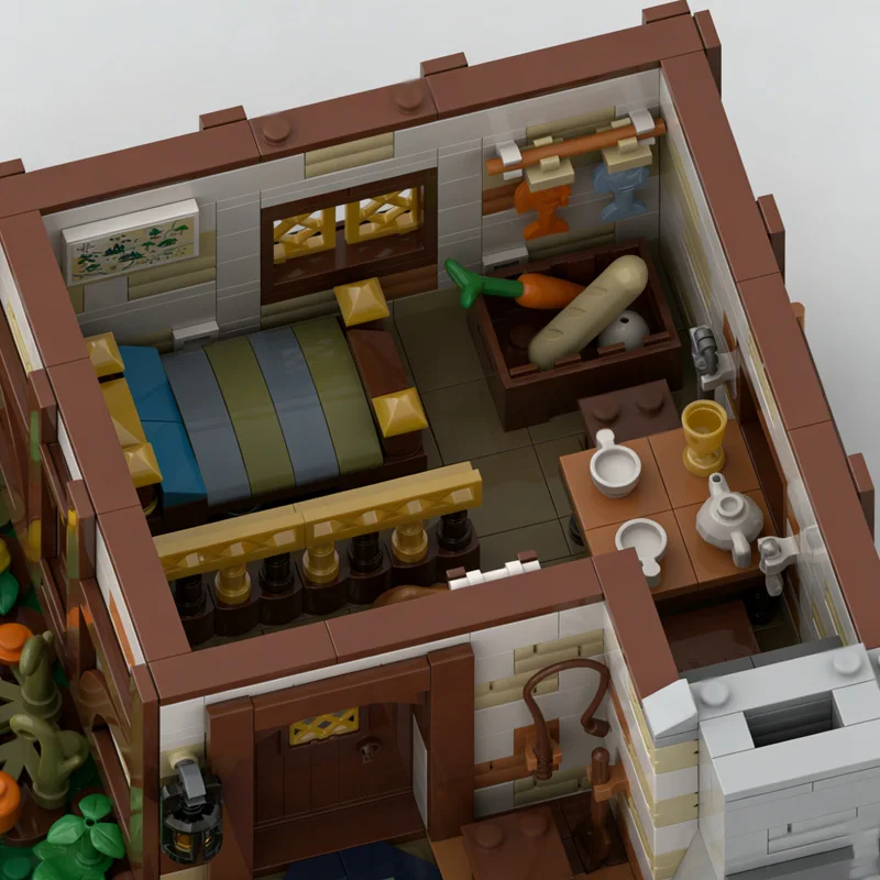 中世の城モデル MOC 組み立てブロック 田舎風レトロコテージ モジュール式テクノロジーギフト ホリデー組み立て 子供のおもちゃセット