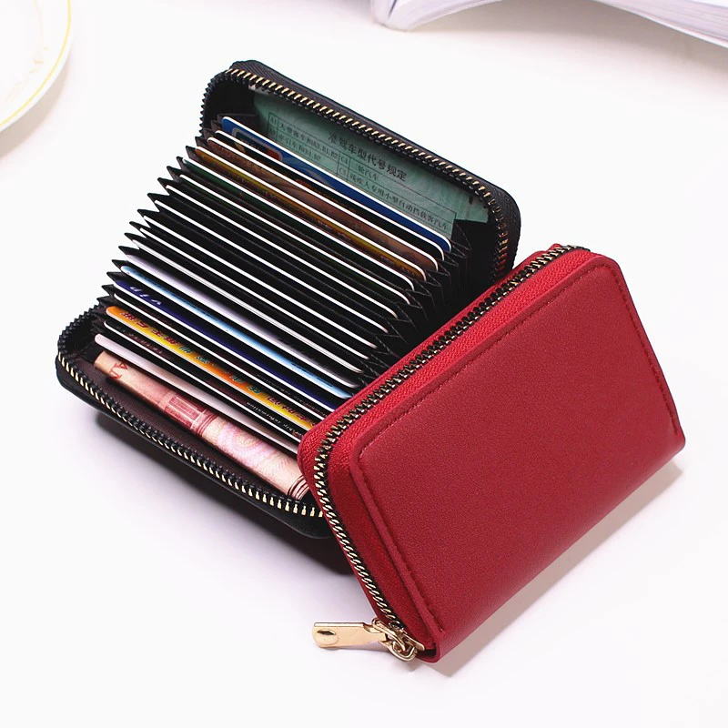 

Dropshippin Small Black Business Women/Men Bank/ID/Credit Card Holder 20 Bits Cards Wallet PU Leather Protects Case Coin Purse