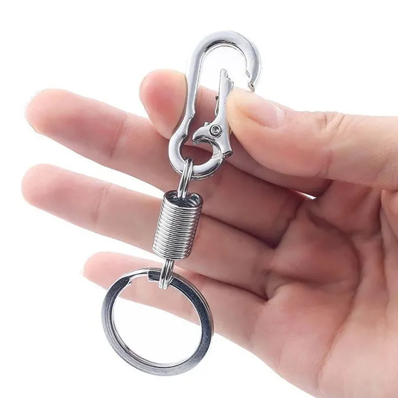 1/3pcs Retractable Spring Key Chain Stainless Steel Gourd Buckle Carabiner Keychain Waist Belt Clip Keyring Anti-lost Buckle