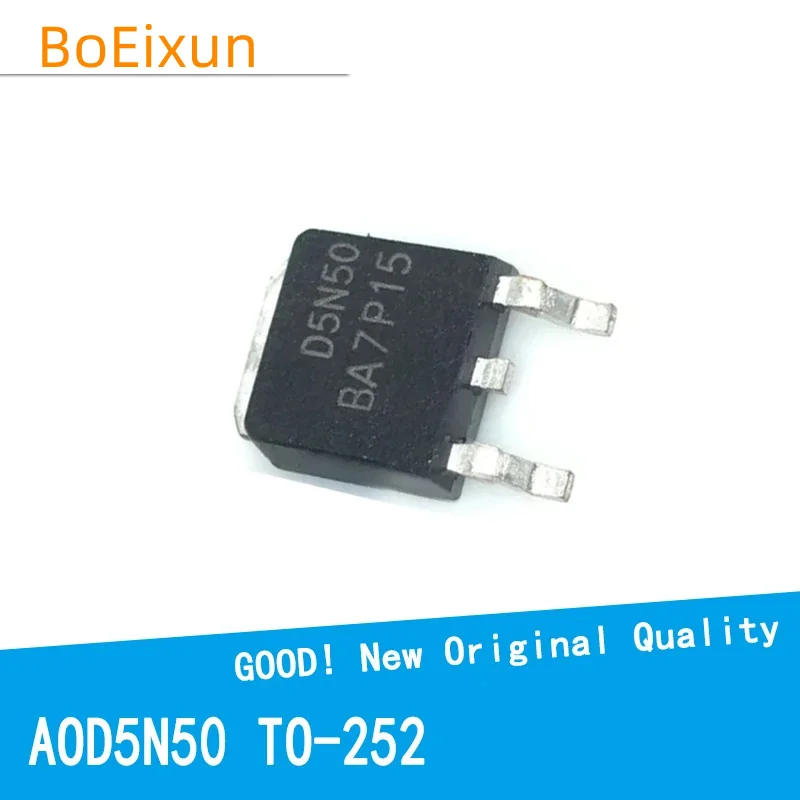 10 unids/lote 5N50 D5N50 AOD5N50 5A 500V TO-252 TO252 MOS FET nuevo y Original IC Chipset MOSFET-N