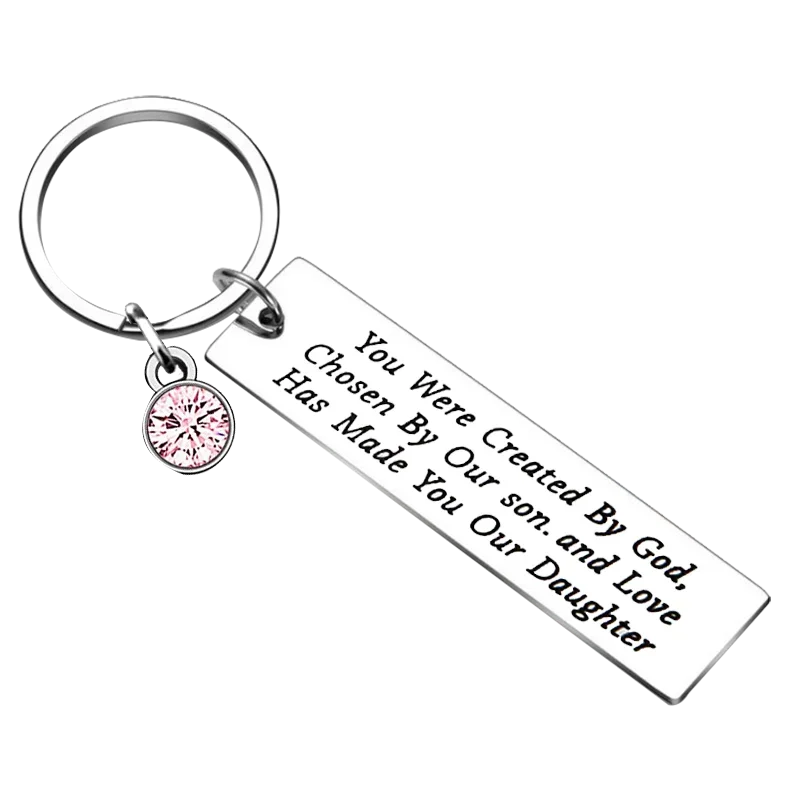 Cute Daughter in Law Keychain You were Created by God Chosen by Our Son Key Chain Pendant