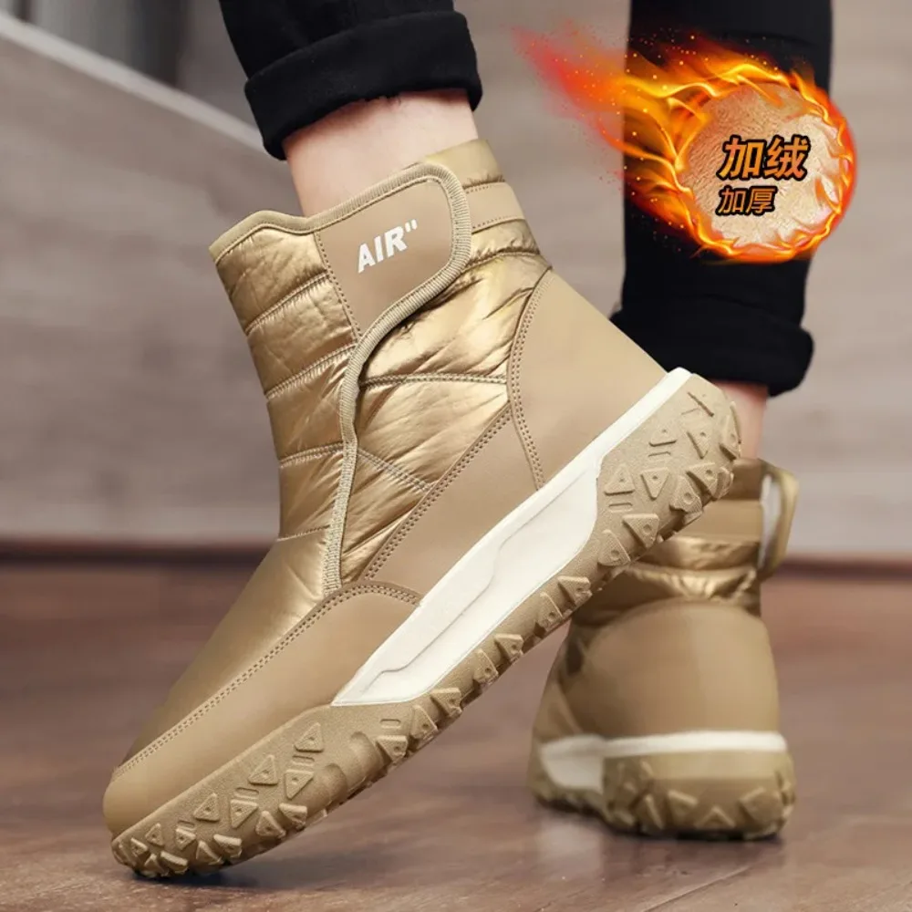 

2025 зимние ботинки для мужчин и женщин, зимние уличные непромокаемые хлопковые ботинки на пуху с ворсом, утепленная теплая северо-восточная хлопковая обувь H1022