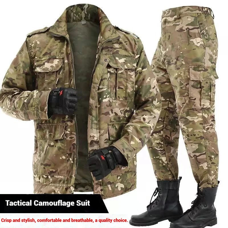 

Мужская зимняя толстая камуфляжная рабочая одежда, защита труда, износостойкий и пыленепроницаемый зимний теплый комплект, мужской зимний комплект