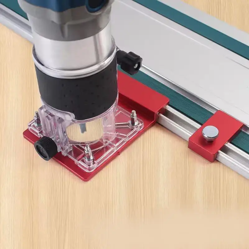 

1Set Router Guide Rail Adapter Bracket - Aluminum Alloy Straight Milling Groove Auxiliary Tool with Limiter for Woodworking