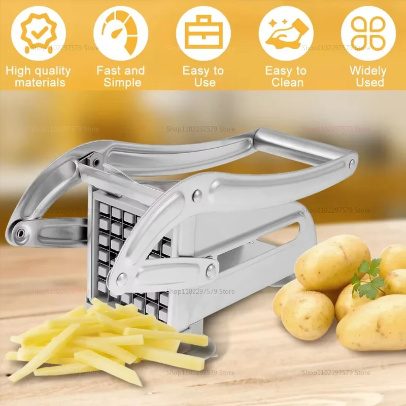 Multifunction Manual French Fries Slicer Steel Vegetable Cutter Tool Fast Cutting With 2 Blades For Home Kitchen Restaurant
