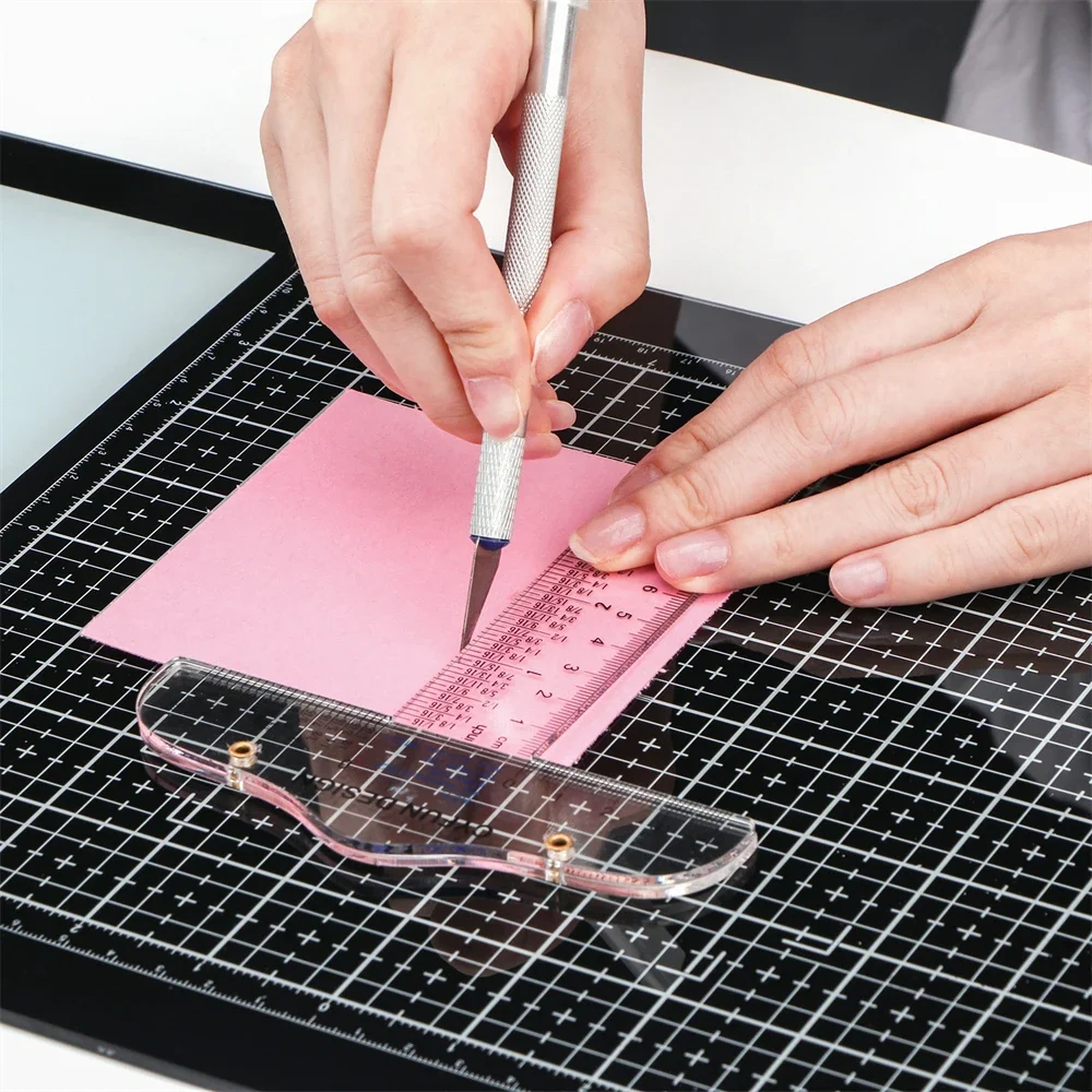 

40x26cm All-in-one Magnetic Glass Craft Mat for Cutting Stamping Tempered Glass Surface Heat Embossing and Hot Glue Projects