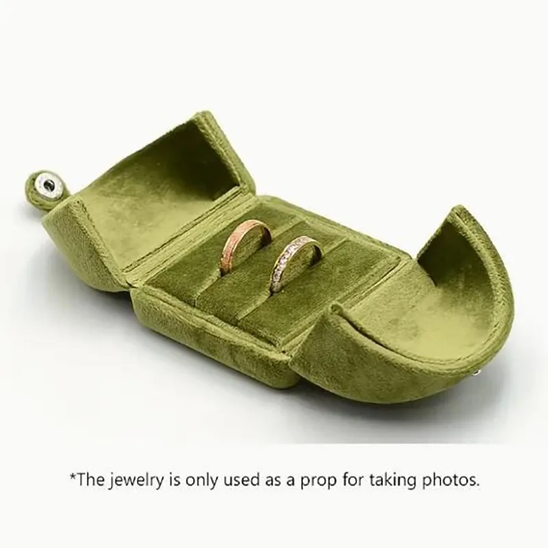 New Velvet Necklace Storage Box Double Door Solid Color Necklace Holder Multi-functional Rings Bearer Box