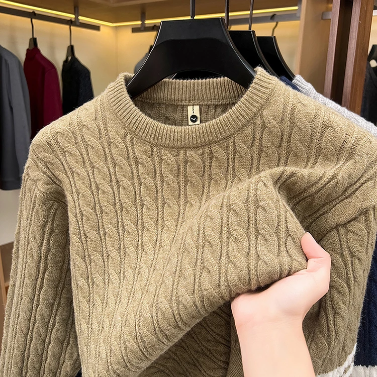 Hochwertige Rundhalspullover Herren Casual Neue Trend Marke Persönlichkeit Streifen Zipper Herbst Winter Komfort Warm Stricken Sweater – Detail 5
