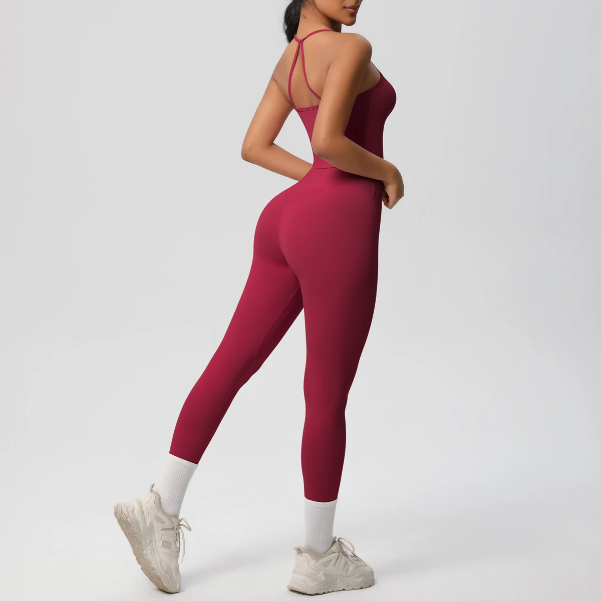 Halter Yoga Top Set Fitness Gym Suit Training Sleeveless Sport Gym Tops Crossover Back Sports Underwear  Tummy Control Slimming image 4