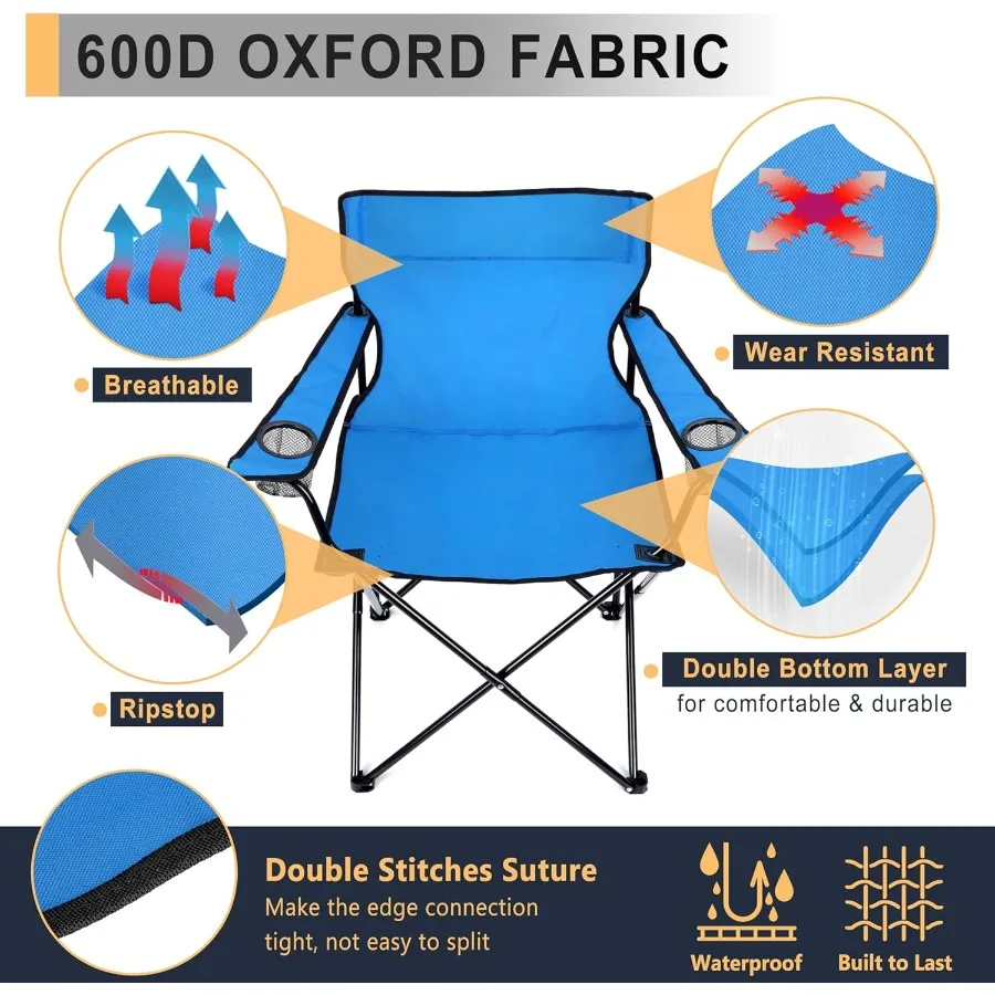 كرسي تخييم محمول، كراسي قابلة للطي في الحديقة الخارجية للبالغين، كراسي كبيرة قابلة للطي شديدة التحمل لصيد الأسماك على الشاطئ #3
