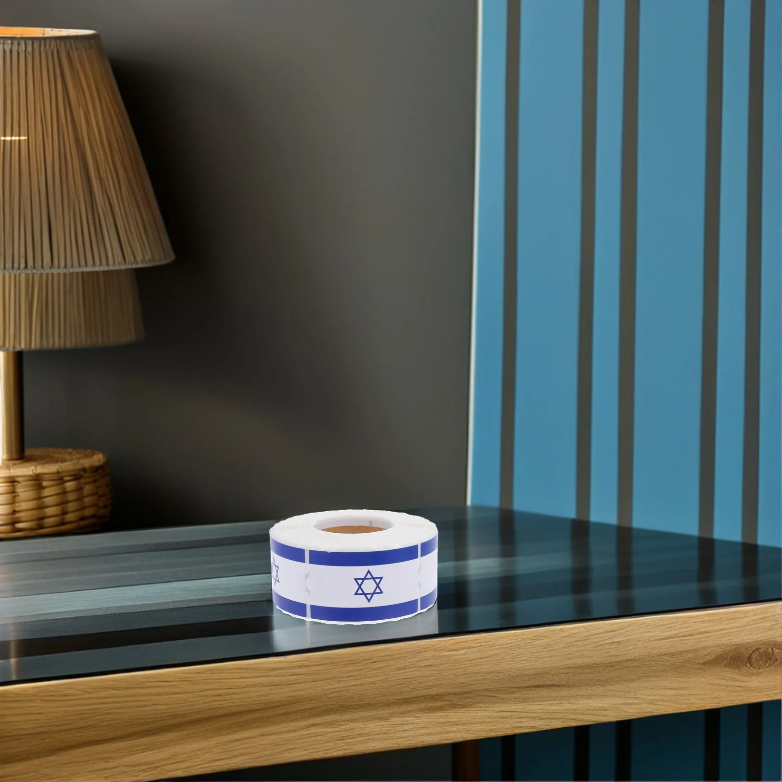 

2 Rolls 50X30Mm Flag Stickers Waterproof Matte Paper Decals Self-Adhesive Star Of David Labels For Scrapbooking Party Favors