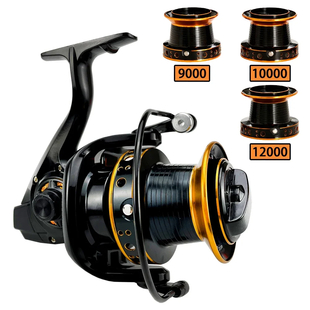 Long Casting Jigging Wheel Fishing Reel 30KG 25KG 20KG Max Drag 9000-12000 Spinning Reels Big Line Spool Carp Fishing Accesorios