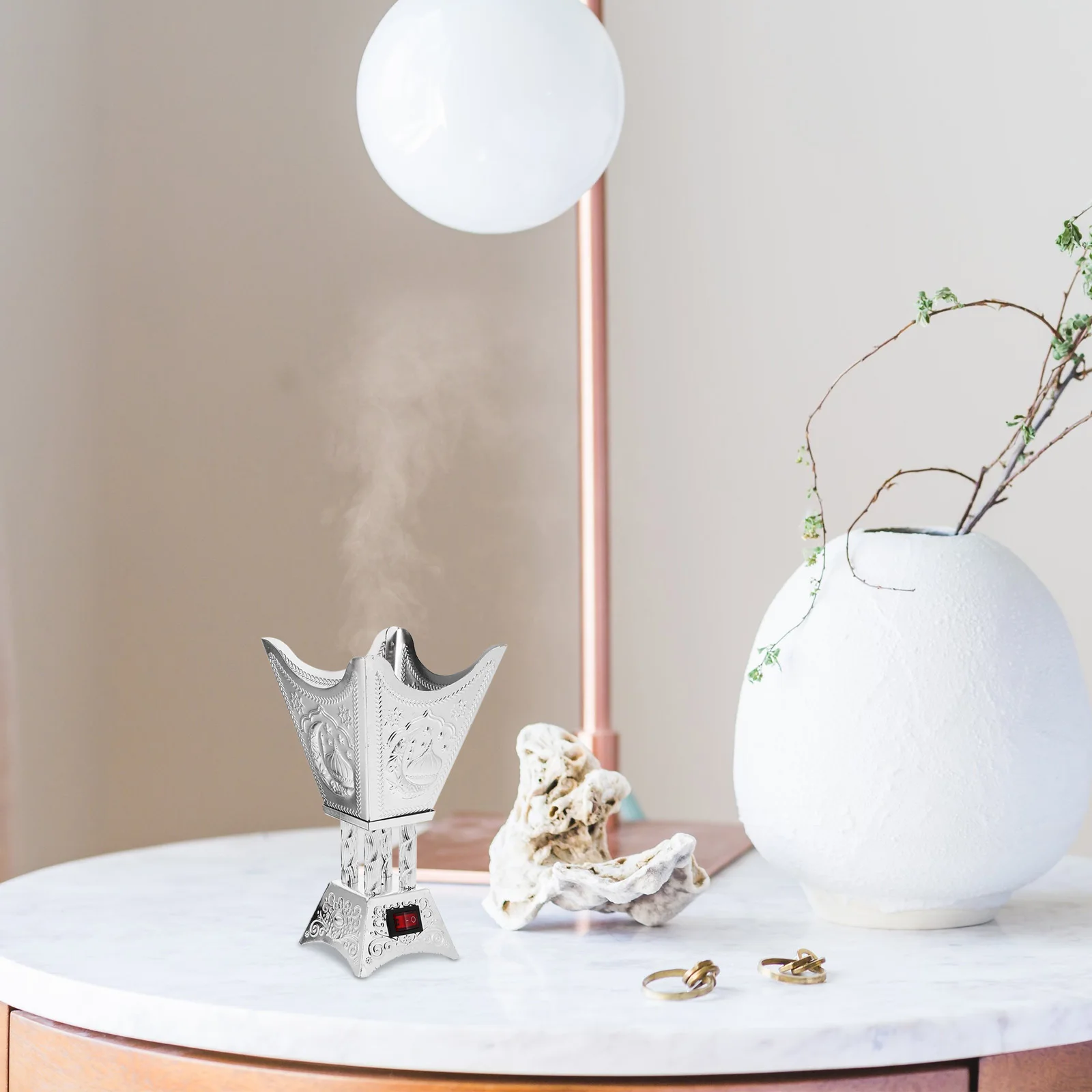 

Electric Incense Burner Iron Desktop Plug In Censer Middle Eastern Style Home Decor Aroma Therapy Vintage Metal Burner Holder